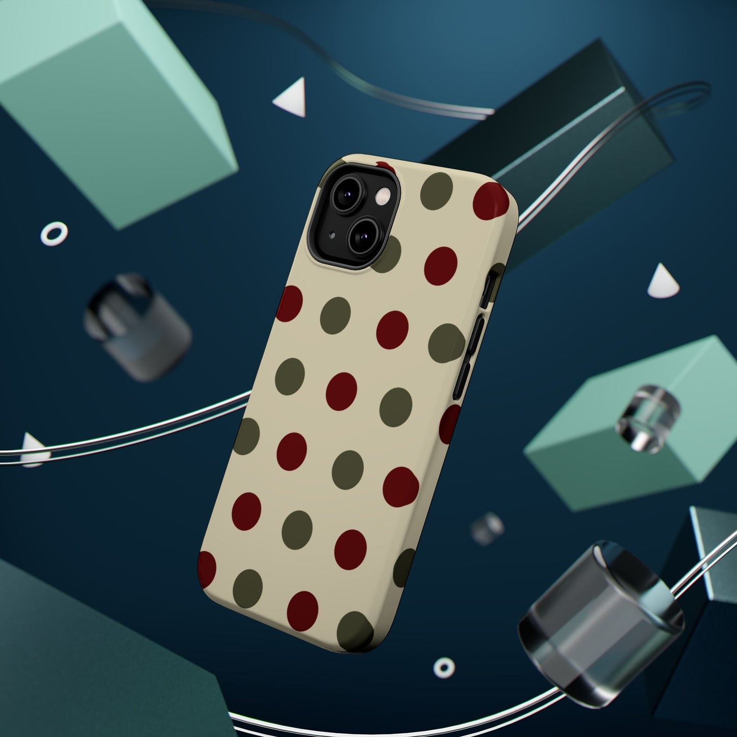 Red & Green Polka Dots on Cream – MagSafe iPhone Case - BOGO Cases