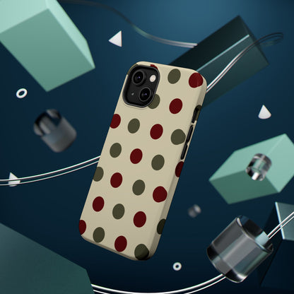 Red & Green Polka Dots on Cream – MagSafe iPhone Case - BOGO Cases