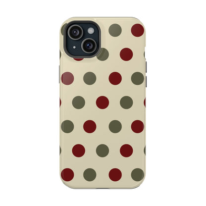 Red & Green Polka Dots on Cream – MagSafe iPhone Case - BOGO Cases