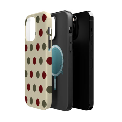 Red & Green Polka Dots on Cream – MagSafe iPhone Case - BOGO Cases