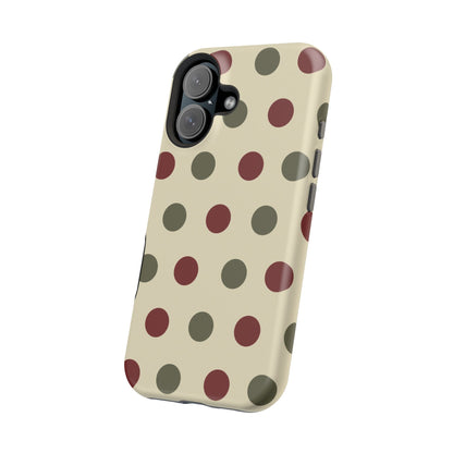 Red & Green Polka Dots on Cream – MagSafe iPhone Case - BOGO Cases