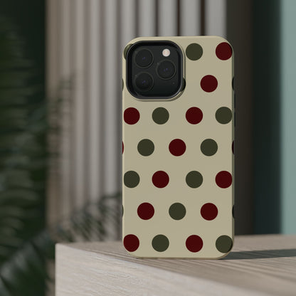 Red & Green Polka Dots on Cream – MagSafe iPhone Case - BOGO Cases