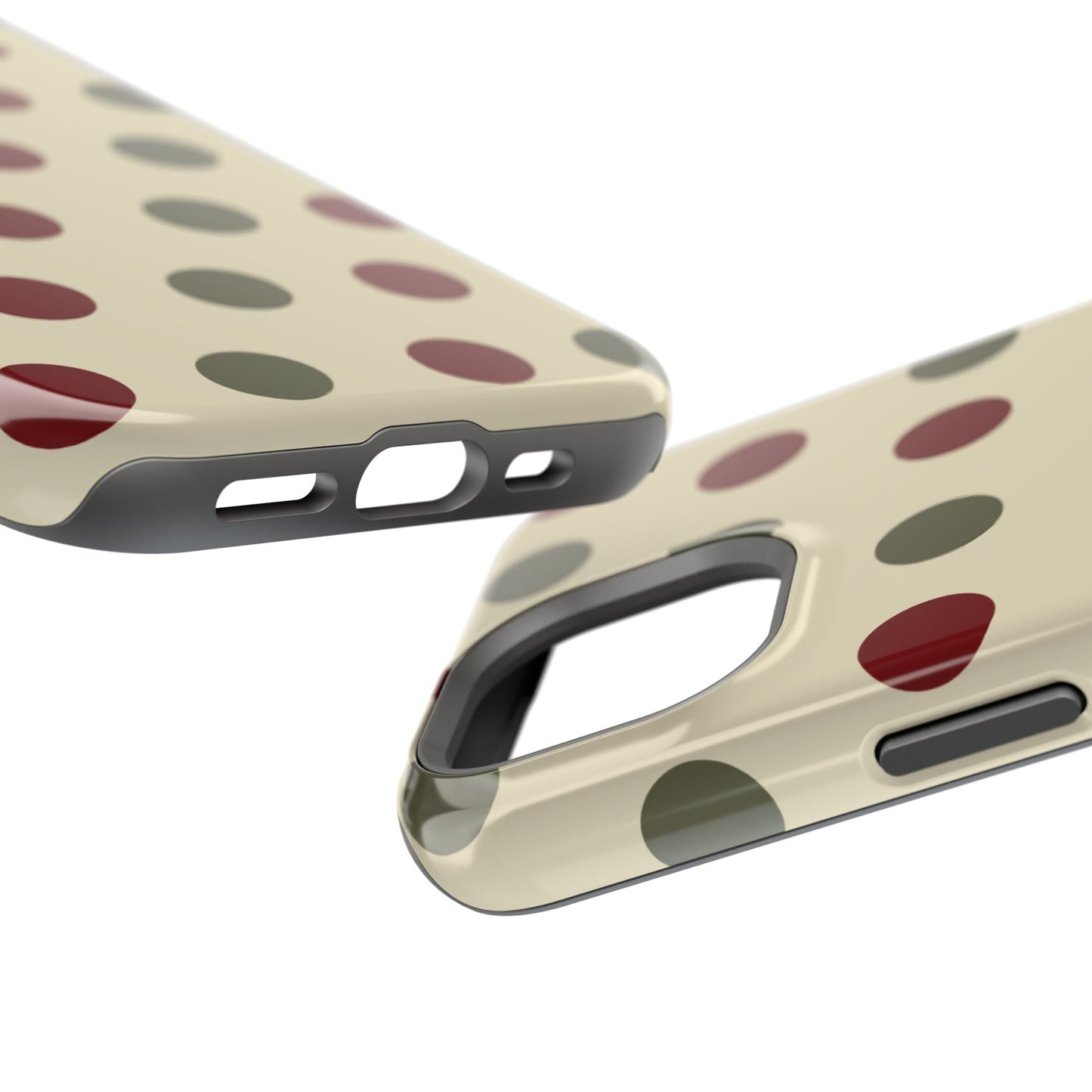 Red & Green Polka Dots on Cream – MagSafe iPhone Case - BOGO Cases