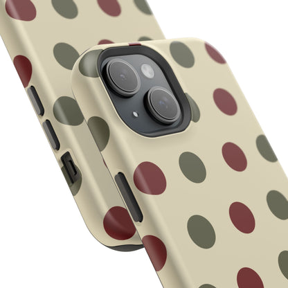 Red & Green Polka Dots on Cream – MagSafe iPhone Case - BOGO Cases