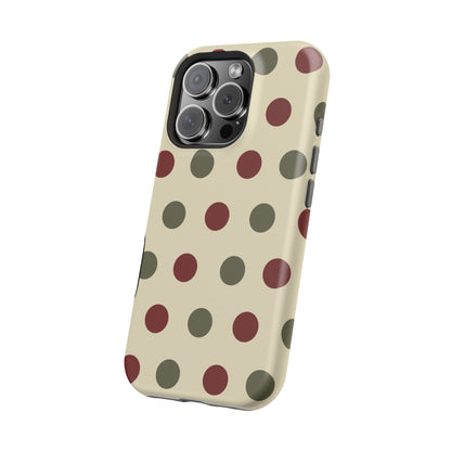 Red & Green Polka Dots on Cream – MagSafe iPhone Case - BOGO Cases