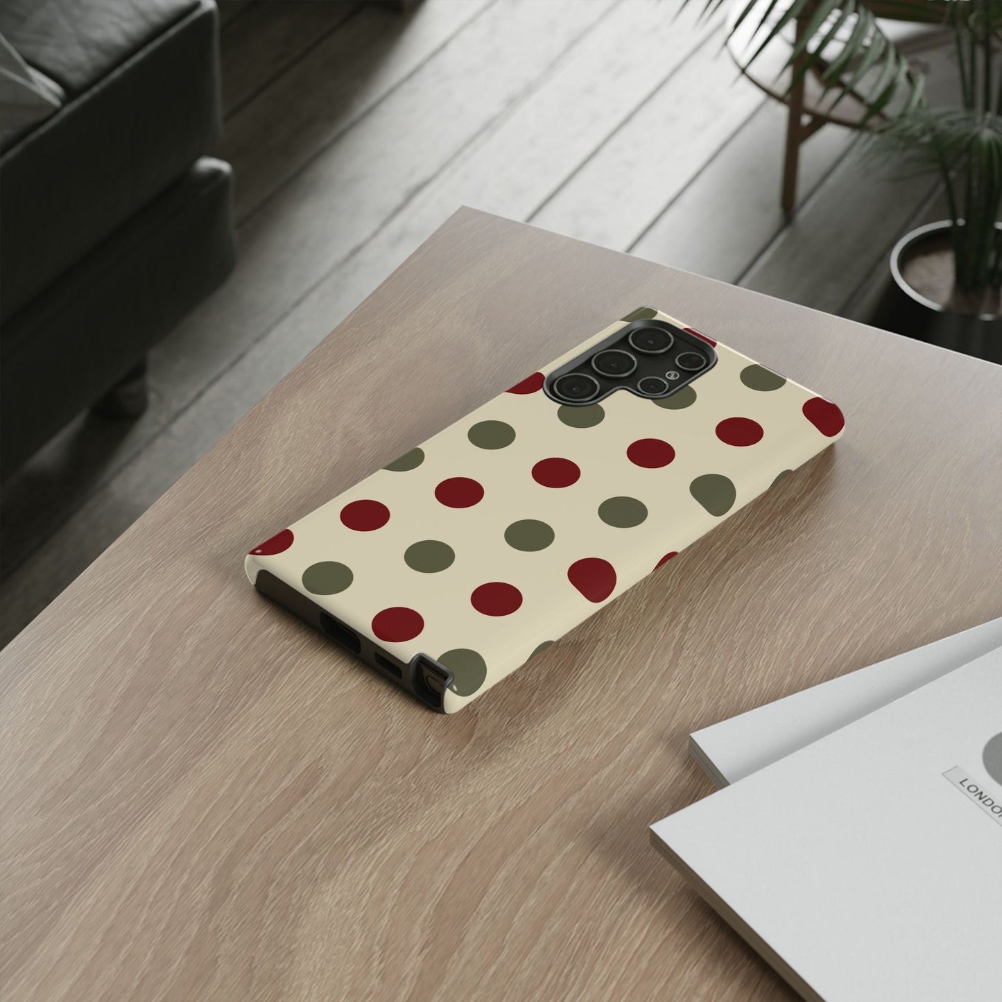 Red & Green Polka Dots on Cream – Samsung Galaxy Case - BOGO Cases