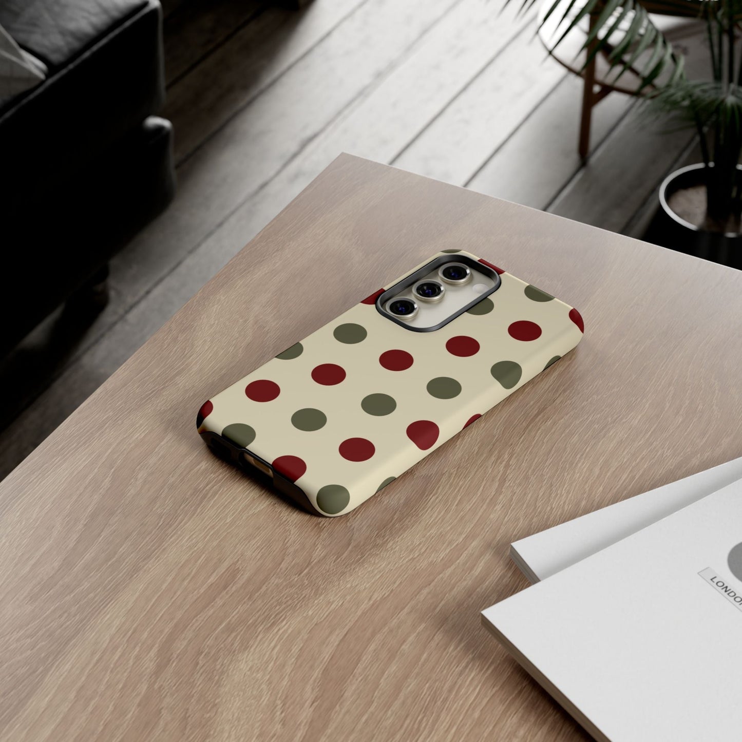 Red & Green Polka Dots on Cream – Samsung Galaxy Case - BOGO Cases