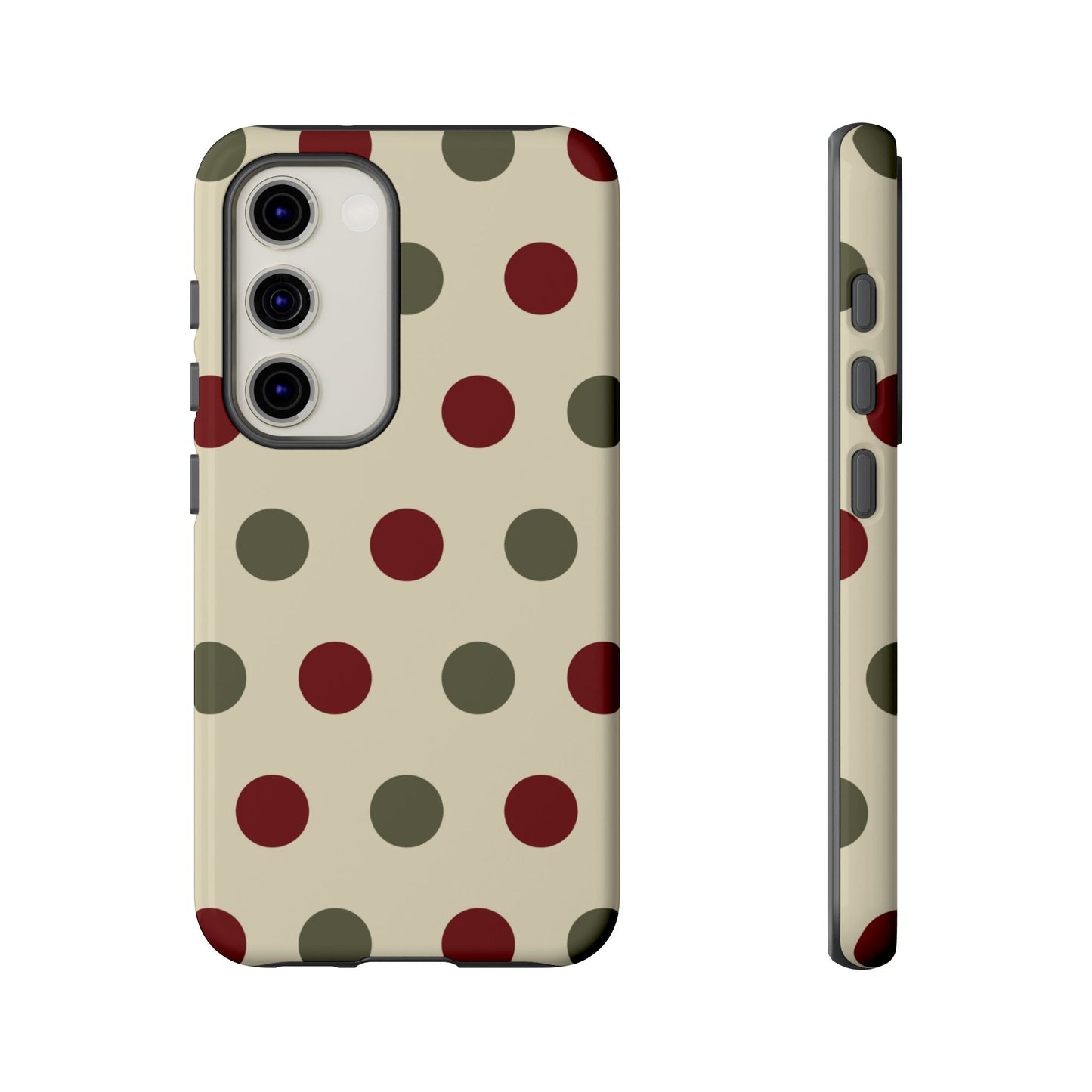 Red & Green Polka Dots on Cream – Samsung Galaxy Case - BOGO Cases