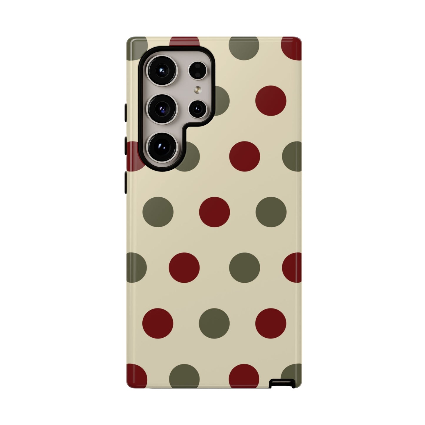 Red & Green Polka Dots on Cream – Samsung Galaxy Case - BOGO Cases
