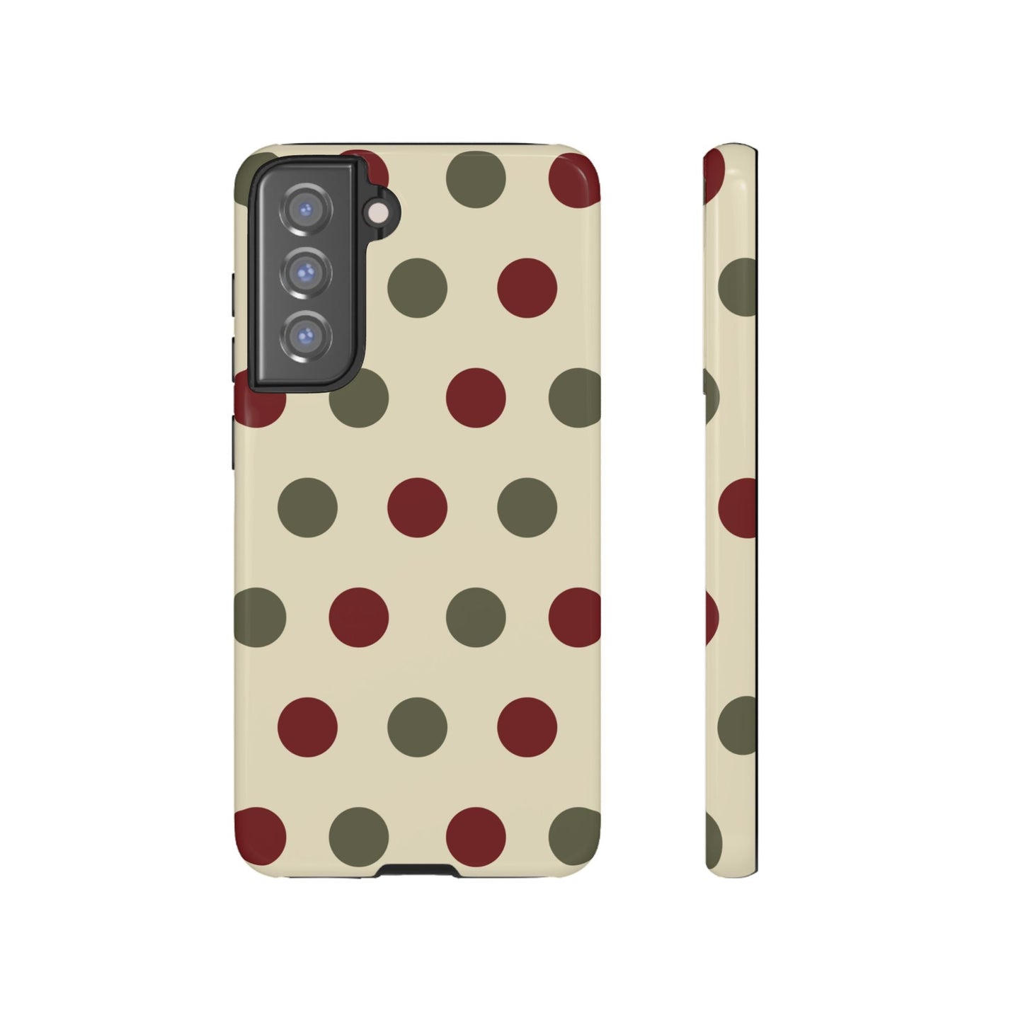 Red & Green Polka Dots on Cream – Samsung Galaxy Case - BOGO Cases