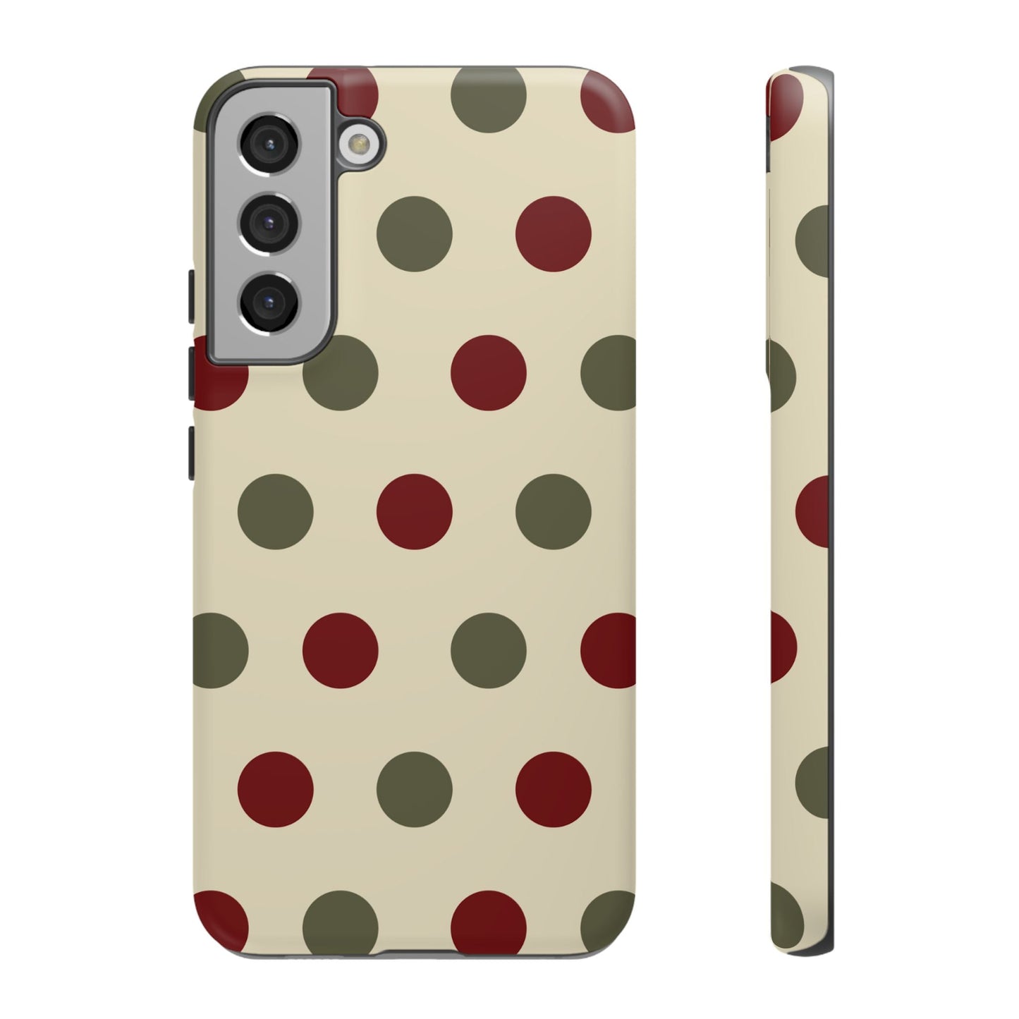 Red & Green Polka Dots on Cream – Samsung Galaxy Case - BOGO Cases