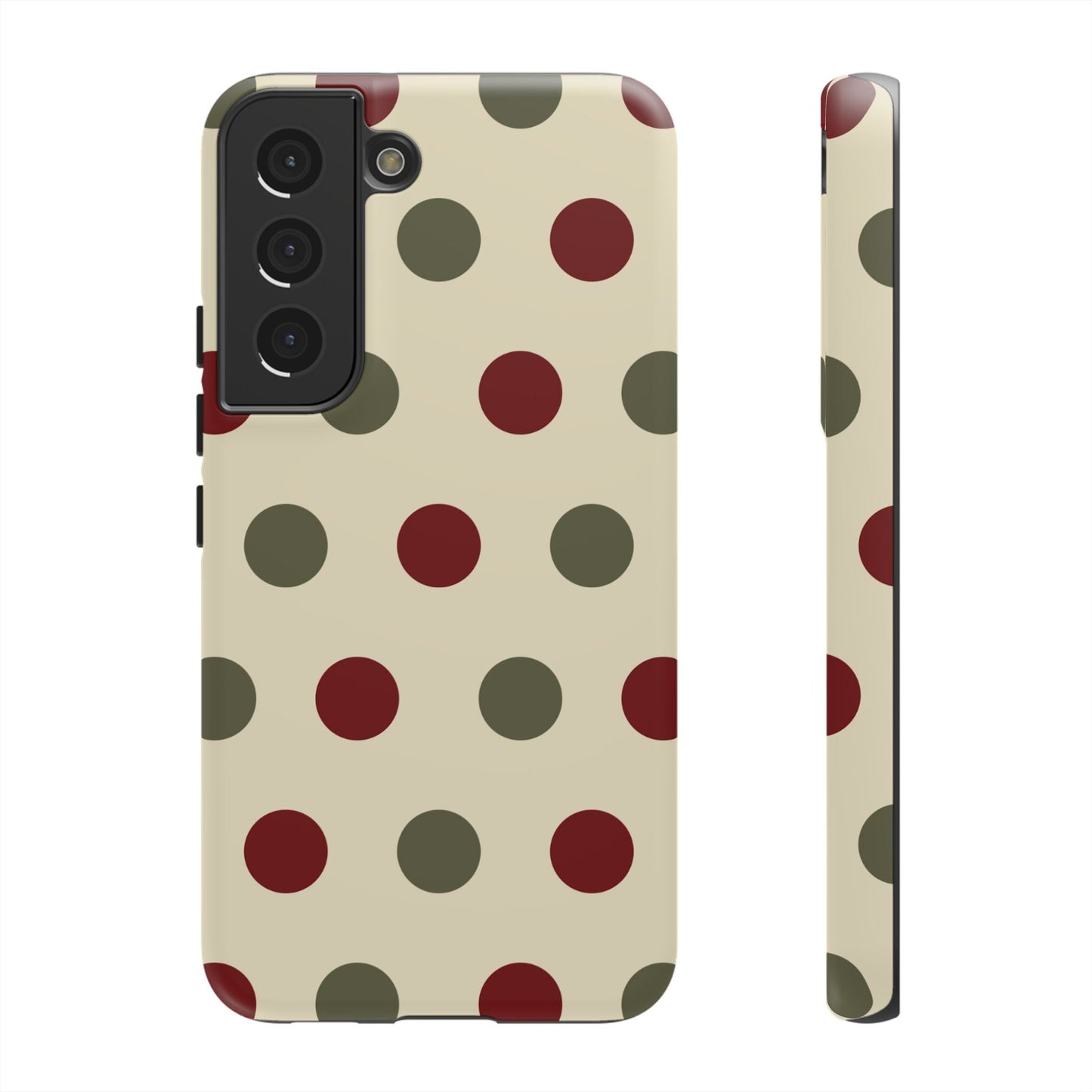 Red & Green Polka Dots on Cream – Samsung Galaxy Case - BOGO Cases