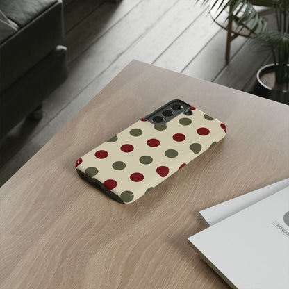 Red & Green Polka Dots on Cream – Samsung Galaxy Case - BOGO Cases