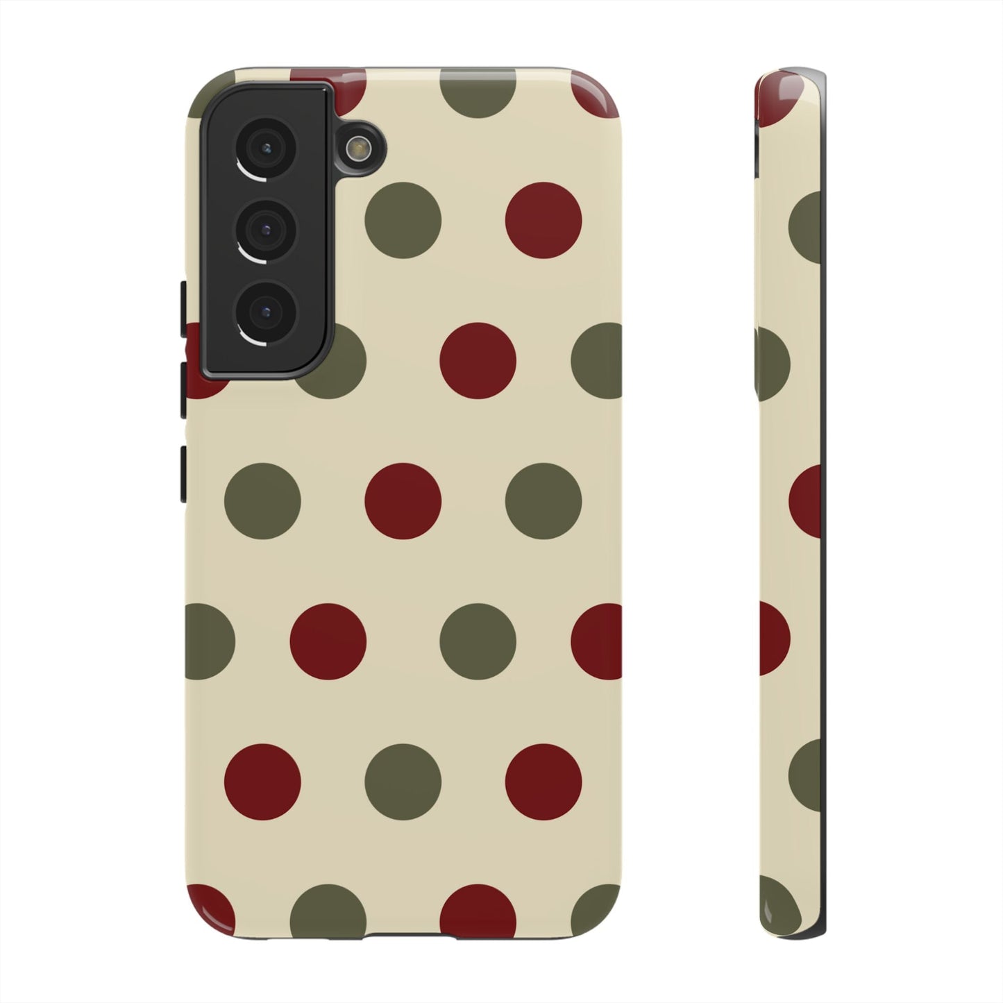 Red & Green Polka Dots on Cream – Samsung Galaxy Case - BOGO Cases