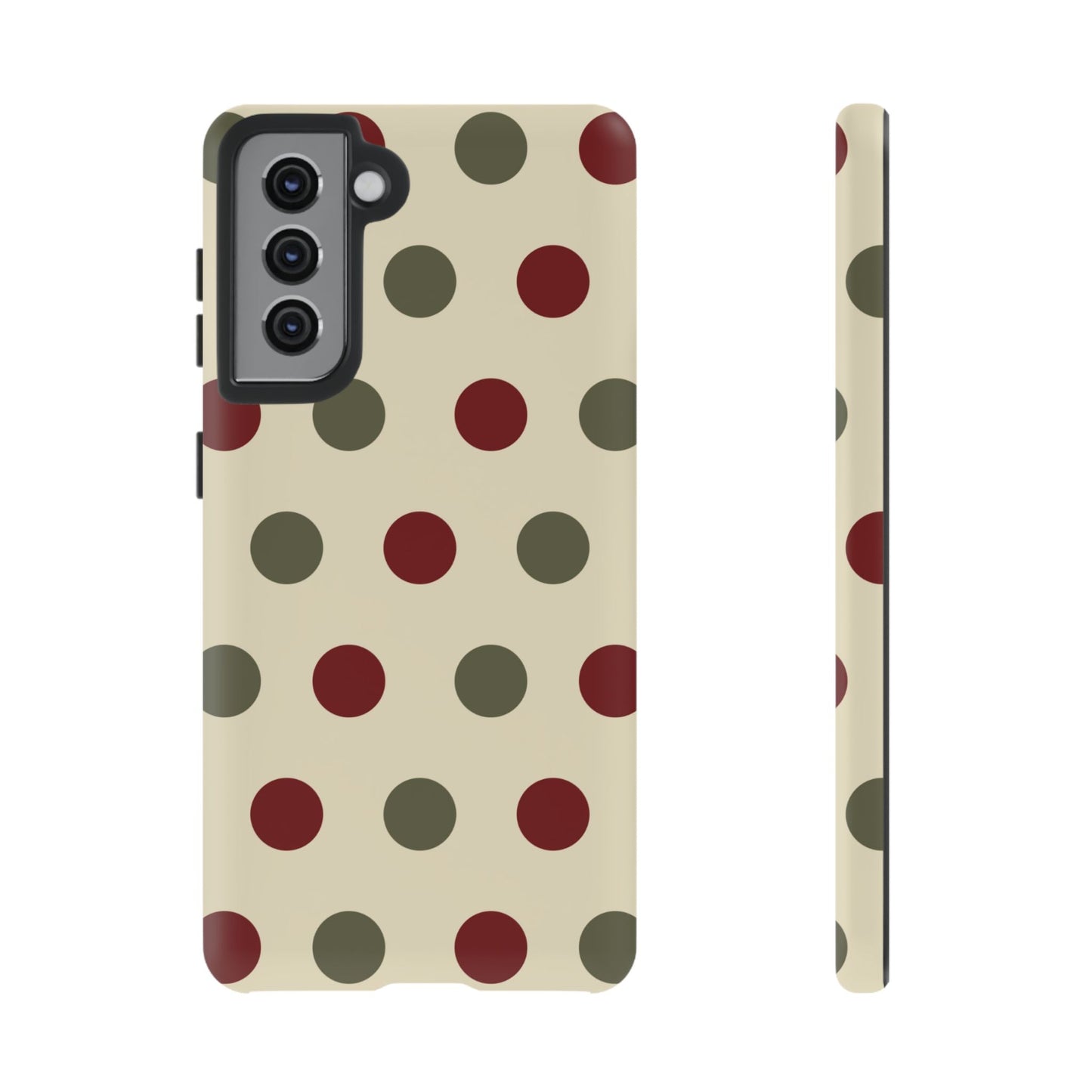 Red & Green Polka Dots on Cream – Samsung Galaxy Case - BOGO Cases
