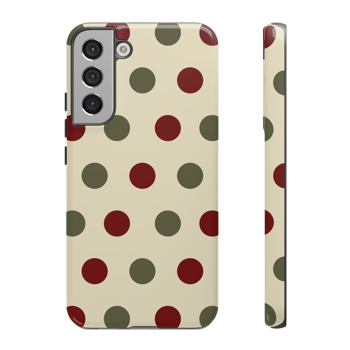 Red & Green Polka Dots on Cream – Samsung Galaxy Case - BOGO Cases