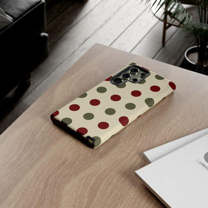 Red & Green Polka Dots on Cream – Samsung Galaxy Case - BOGO Cases
