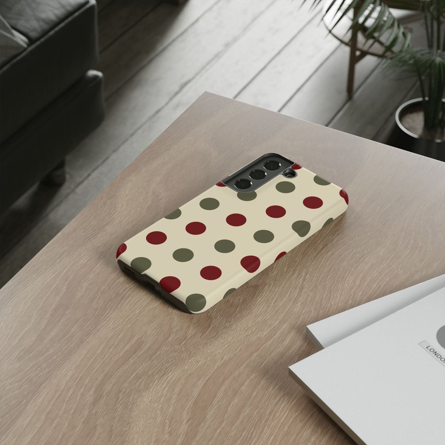 Red & Green Polka Dots on Cream – Samsung Galaxy Case - BOGO Cases
