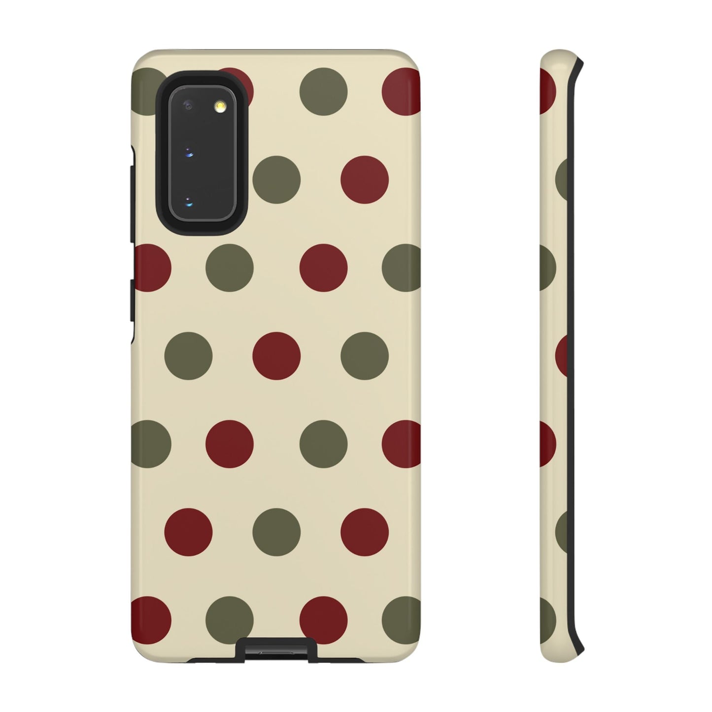 Red & Green Polka Dots on Cream – Samsung Galaxy Case - BOGO Cases
