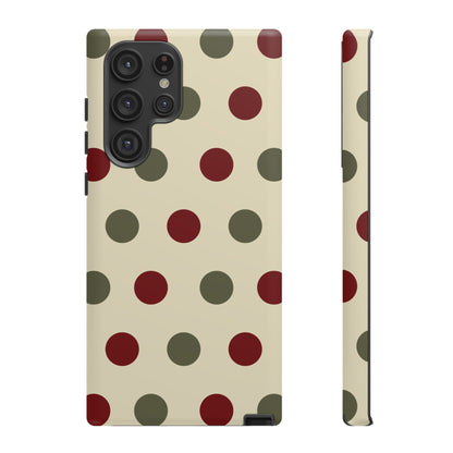 Red & Green Polka Dots on Cream – Samsung Galaxy Case - BOGO Cases