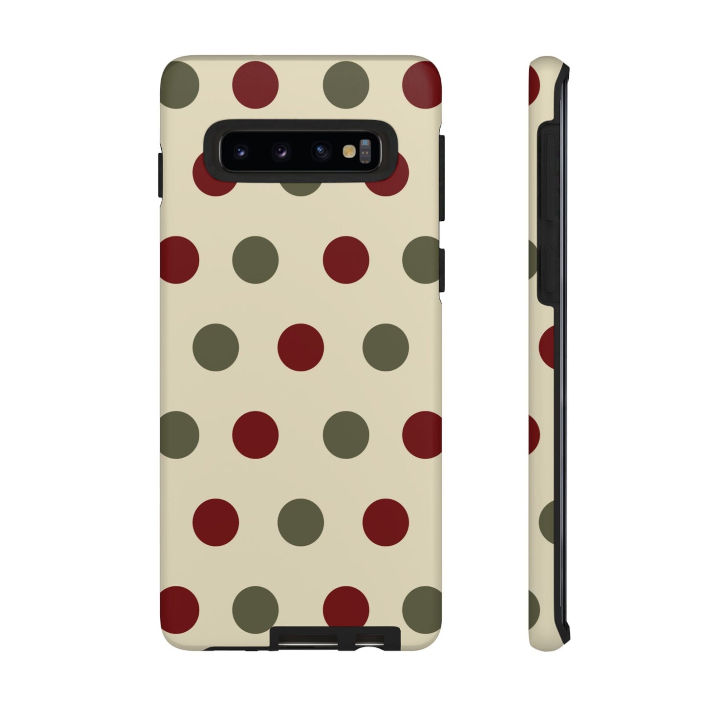 Red & Green Polka Dots on Cream – Samsung Galaxy Case - BOGO Cases