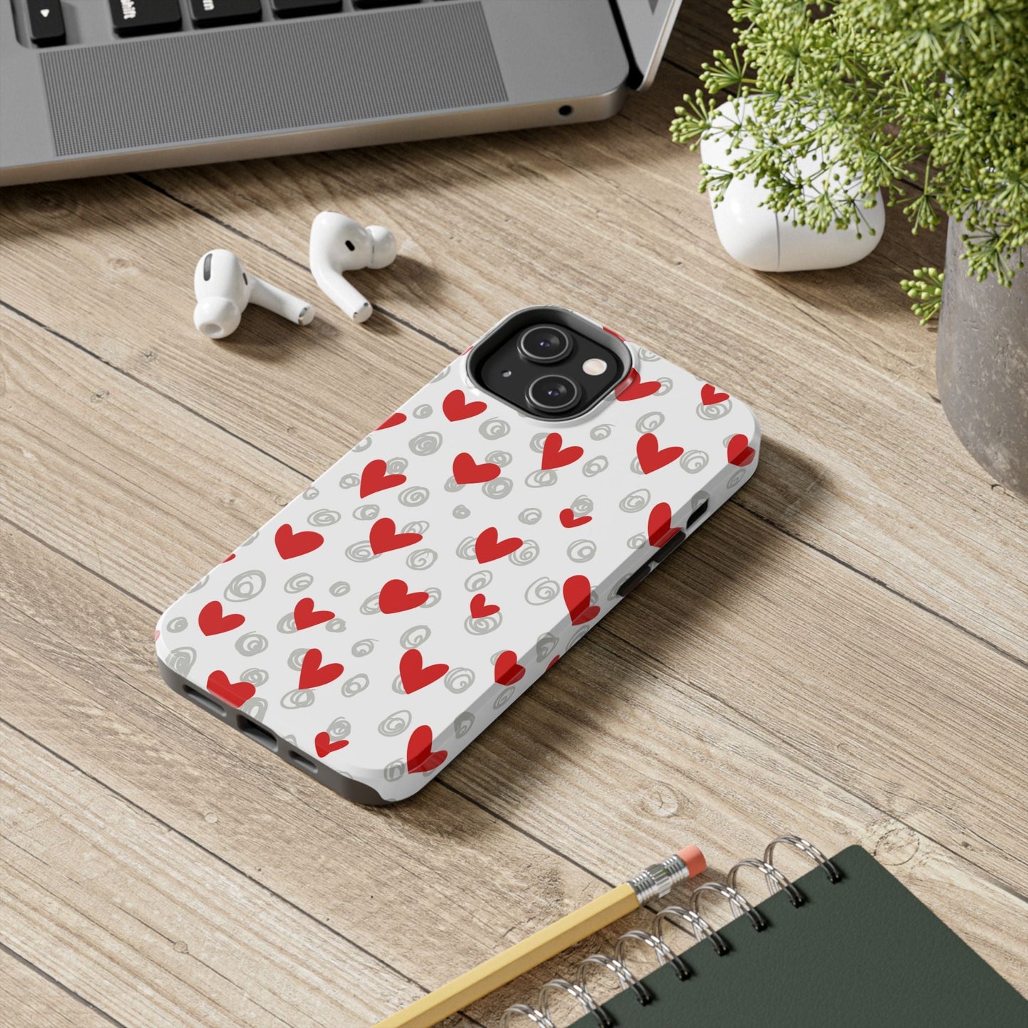 Red Hearts & Doodles – iPhone Case - BOGO Cases