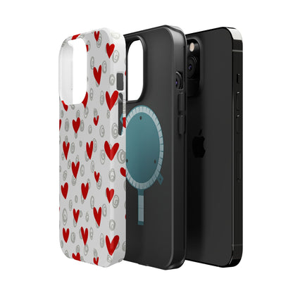 Red Hearts & Doodles – MagSafe Case - BOGO Cases