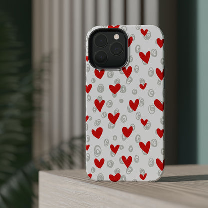Red Hearts & Doodles – MagSafe Case - BOGO Cases