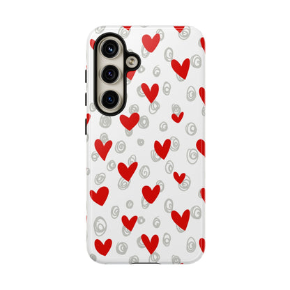 Red Hearts & Doodles – Samsung Galaxy Case - BOGO Cases