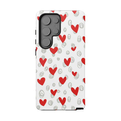 Red Hearts & Doodles – Samsung Galaxy Case - BOGO Cases