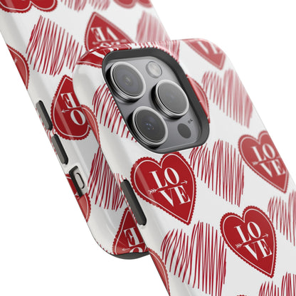 Red Love Heart Pattern – MagSafe - BOGO Cases
