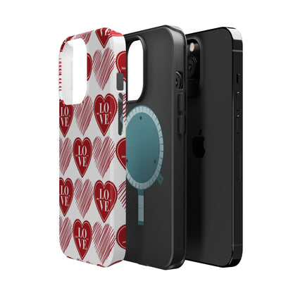 Red Love Heart Pattern – MagSafe - BOGO Cases