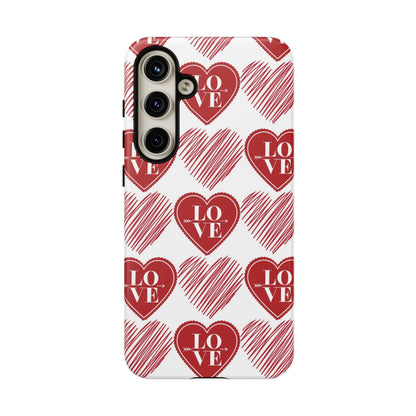 Red Love Heart Pattern – Samsung Galaxy Case - BOGO Cases