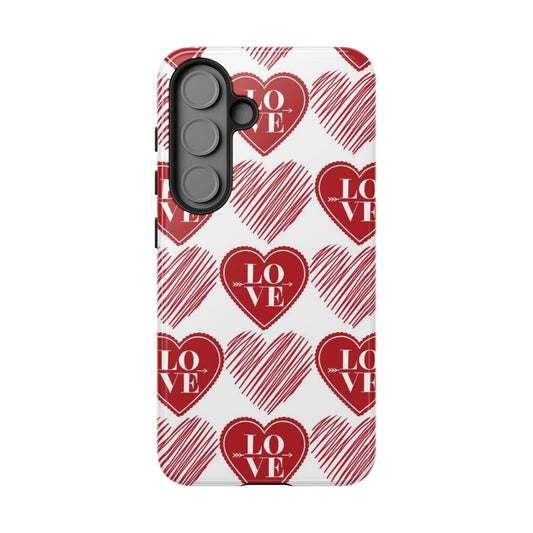 Red Love Heart Pattern – Samsung Galaxy Case - BOGO Cases