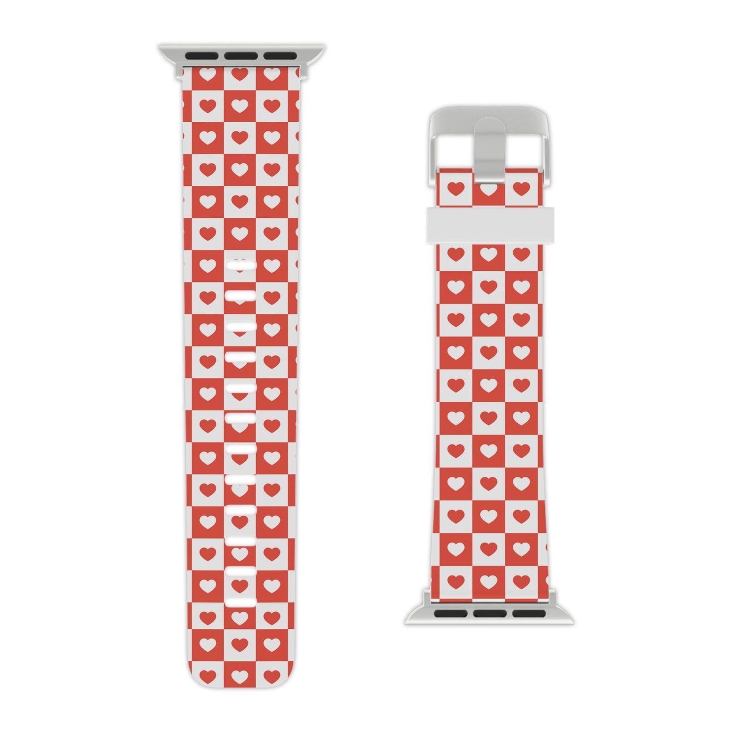 Red & White Heart Checkerboard Apple Watch Band - BOGO Cases