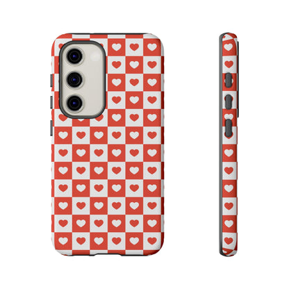 Red & White Heart Checkerboard – Samsung Galaxy Case - BOGO Cases