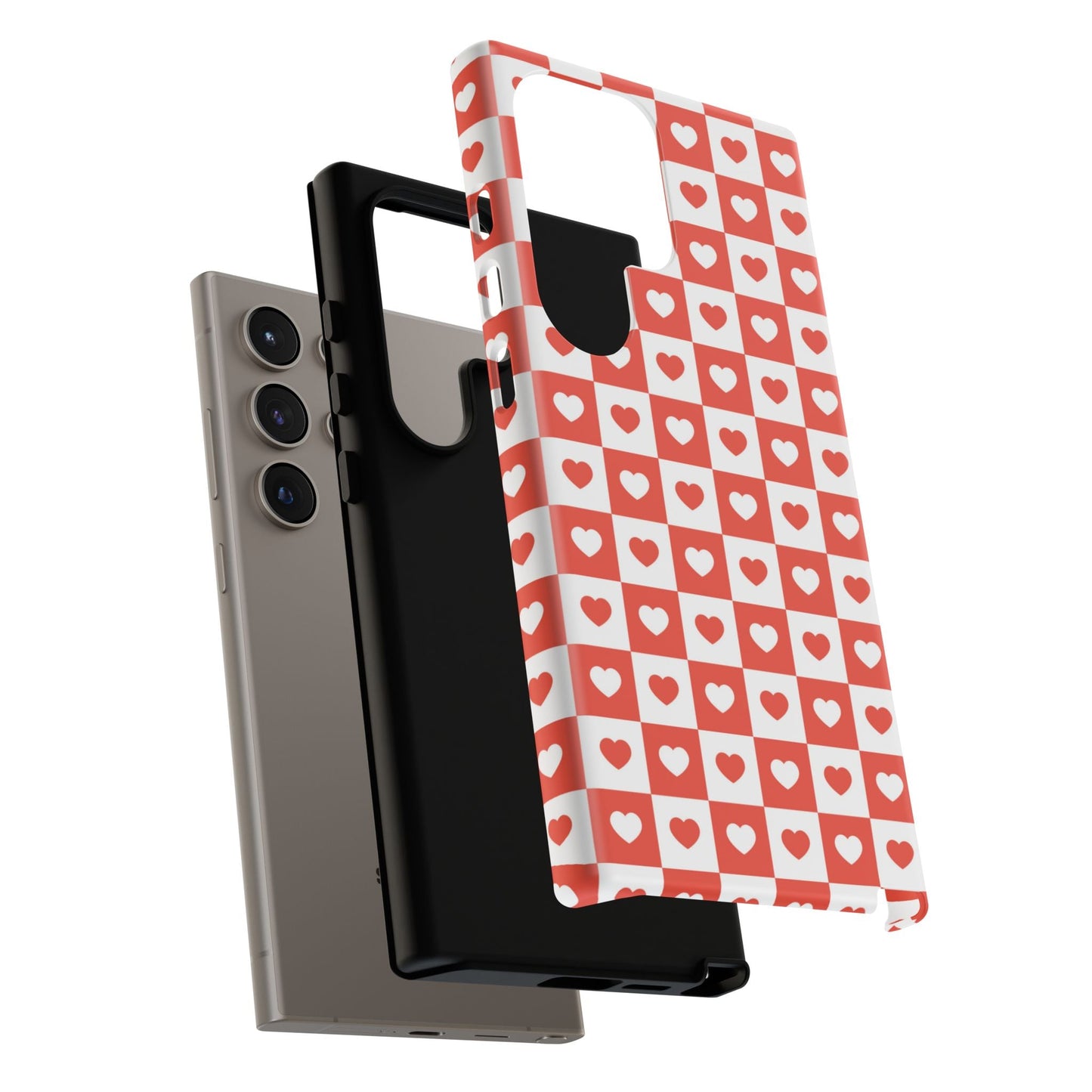 Red & White Heart Checkerboard – Samsung Galaxy Case - BOGO Cases