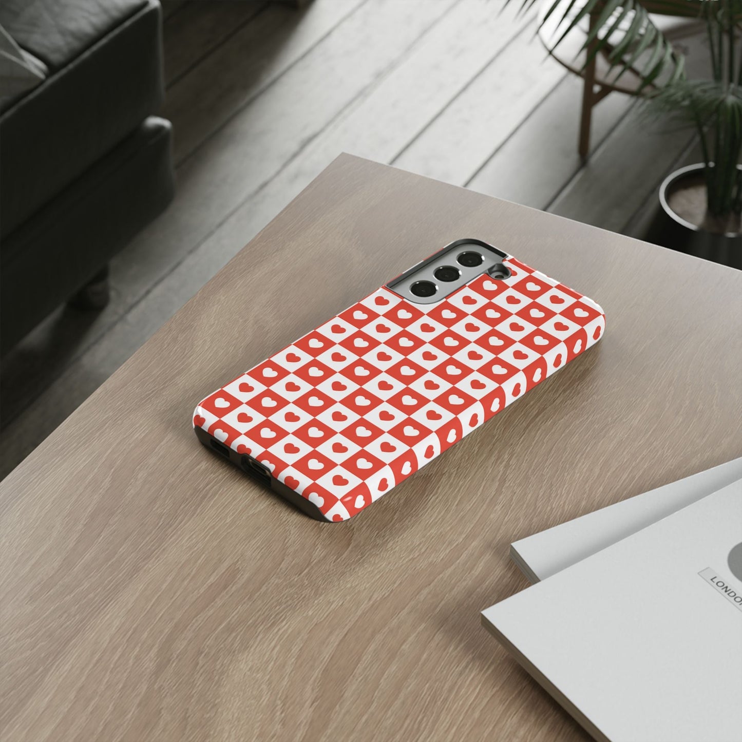 Red & White Heart Checkerboard – Samsung Galaxy Case - BOGO Cases