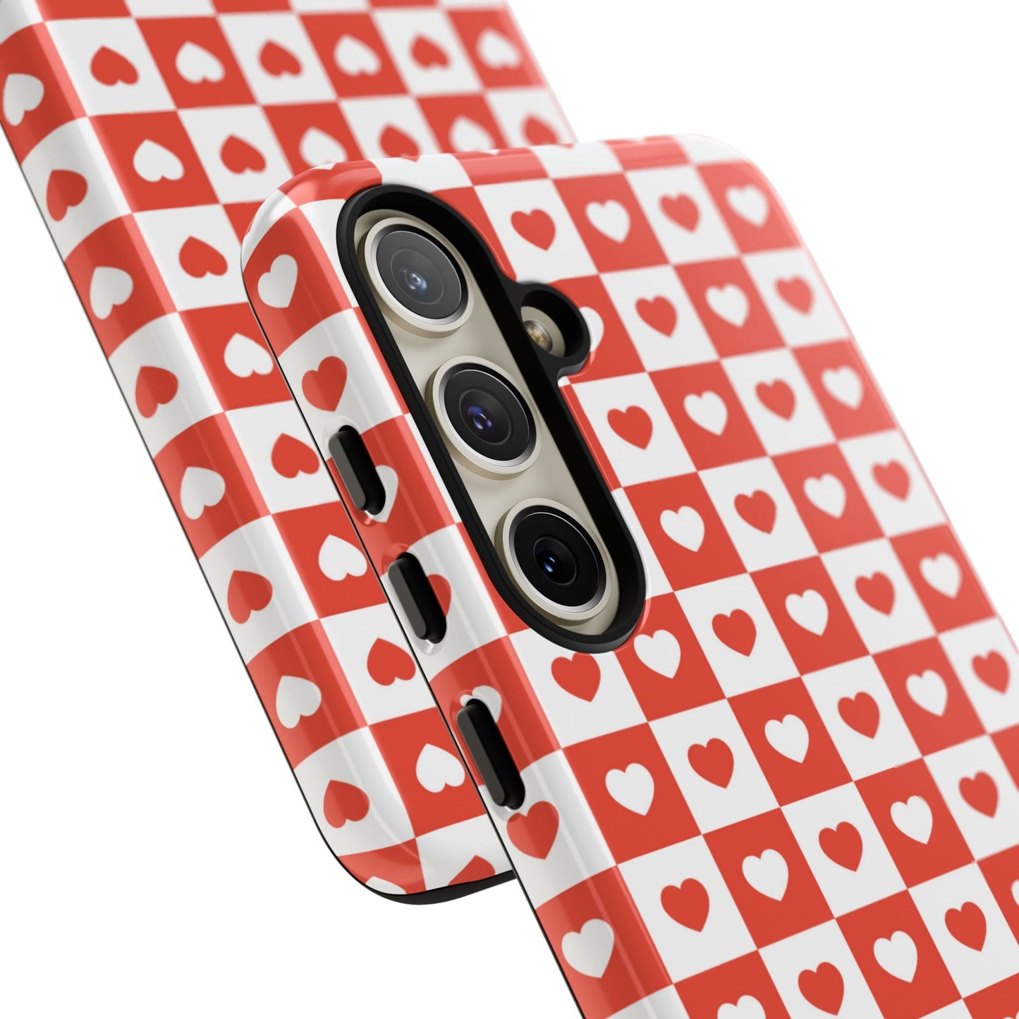Red & White Heart Checkerboard – Samsung Galaxy Case - BOGO Cases