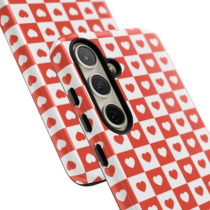 Red & White Heart Checkerboard – Samsung Galaxy Case - BOGO Cases