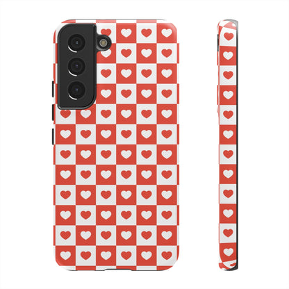 Red & White Heart Checkerboard – Samsung Galaxy Case - BOGO Cases