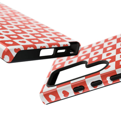 Red & White Heart Checkerboard – Samsung Galaxy Case - BOGO Cases
