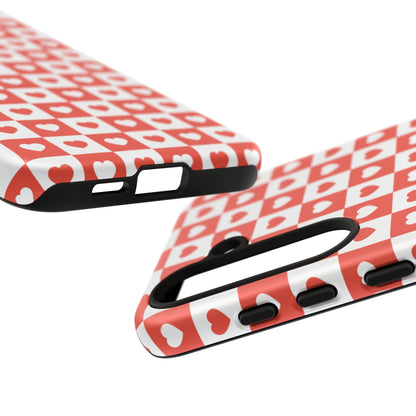 Red & White Heart Checkerboard – Samsung Galaxy Case - BOGO Cases