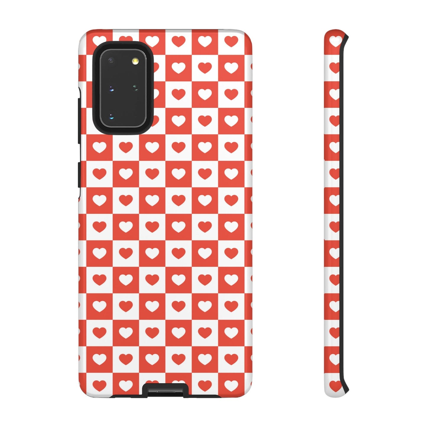 Red & White Heart Checkerboard – Samsung Galaxy Case - BOGO Cases