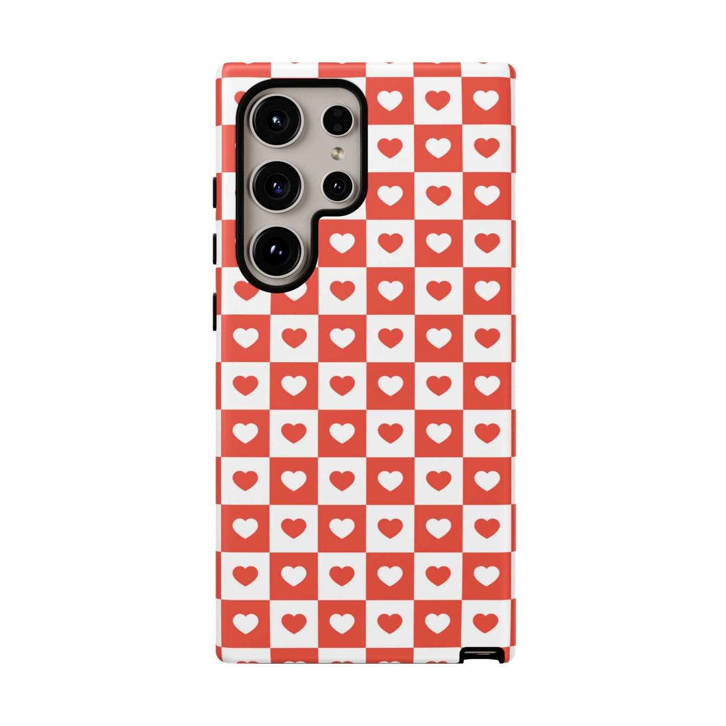 Red & White Heart Checkerboard – Samsung Galaxy Case - BOGO Cases