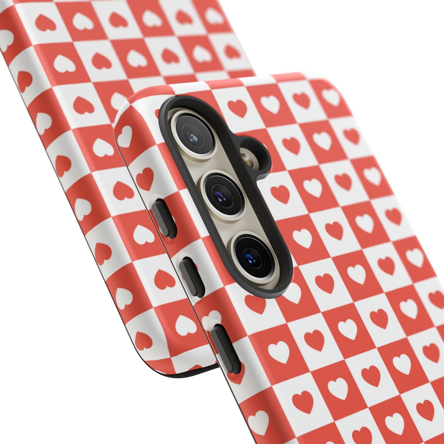 Red & White Heart Checkerboard – Samsung Galaxy Case - BOGO Cases