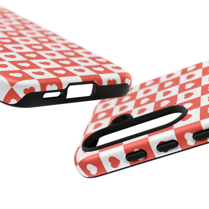 Red & White Heart Checkerboard – Samsung Galaxy Case - BOGO Cases