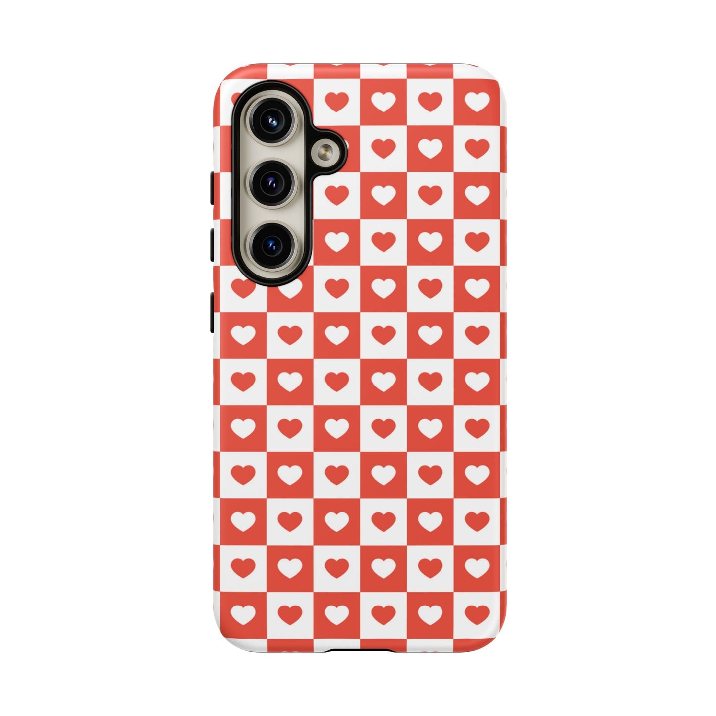 Red & White Heart Checkerboard – Samsung Galaxy Case - BOGO Cases