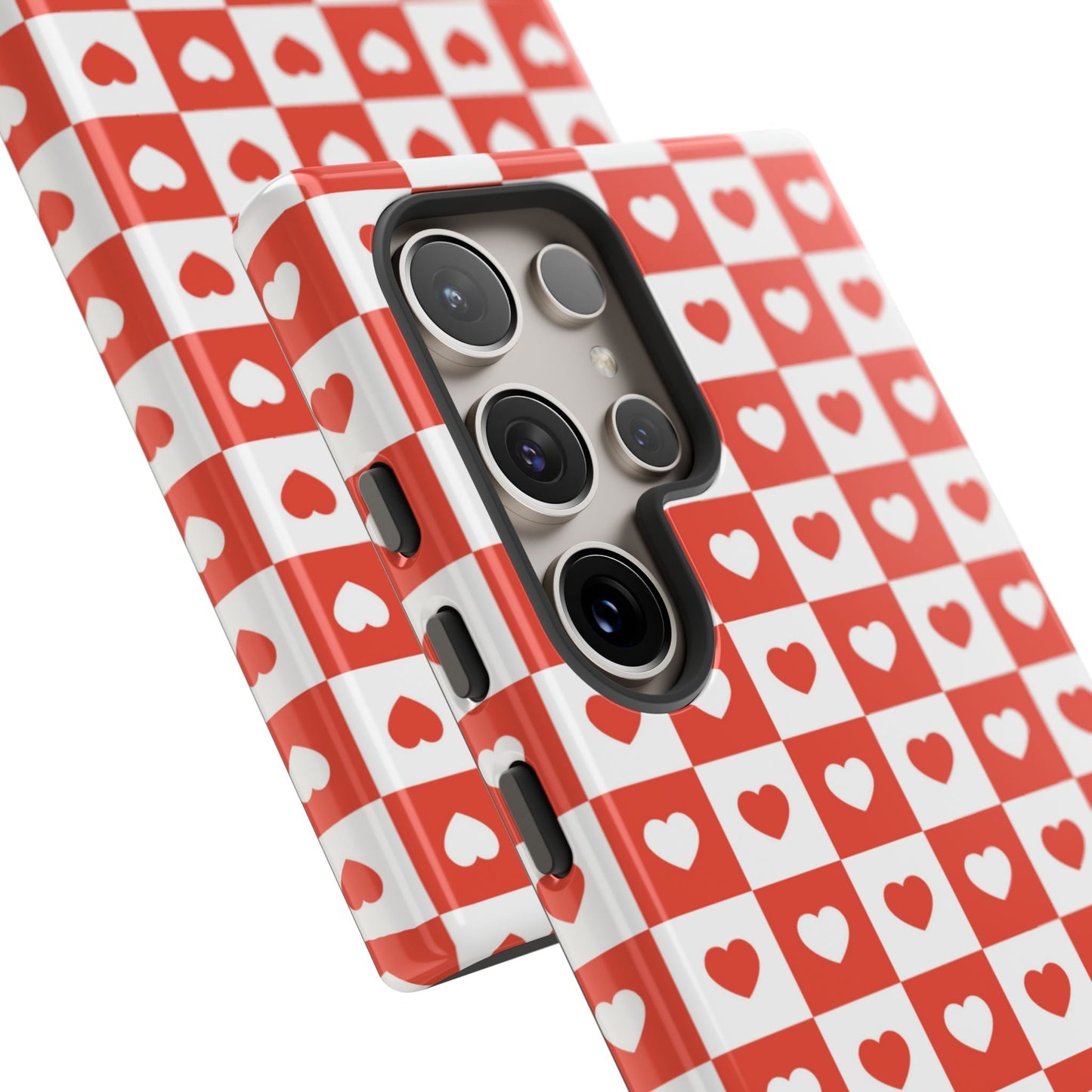Red & White Heart Checkerboard – Samsung Galaxy Case - BOGO Cases