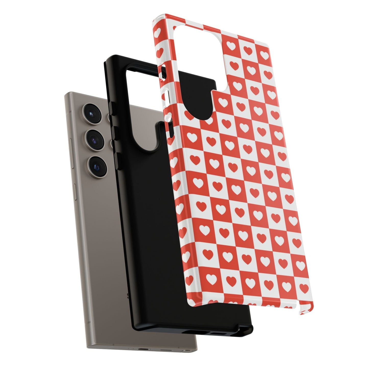 Red & White Heart Checkerboard – Samsung Galaxy Case - BOGO Cases